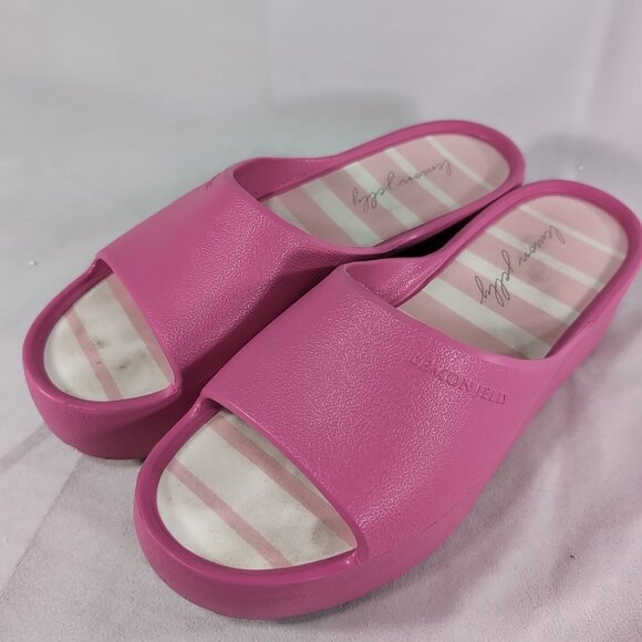 Lemon Jelly 40 Sunny Pink Fuschia Sandals Open Toe Platform Slip On US 10 Slide - Picture 2 of 13